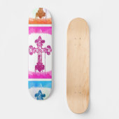 Colorful Crosses Christelijke Pop Collage Skateboard (Voorkant)