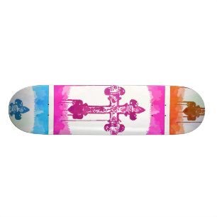 Colorful Crosses Christelijke Pop Collage Skateboard