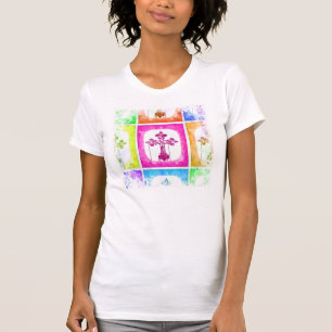 Colorful Crosses Christelijke Pop Collage T-shirt
