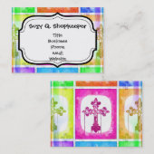 Colorful Crosses Christelijke Pop Collage Visitekaartje (Voorkant / Achterkant)