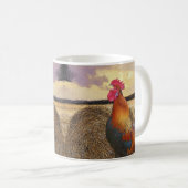 Colorful Crowing Rooster en Hay Bales Koffiemok (Voorkant rechts)
