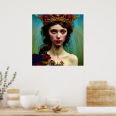 Colorful Crowned Lonely Princess Poster (Keuken)