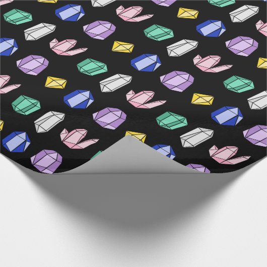 Colorful Crystals Pattern Black Cadeaupapier (Hoek)