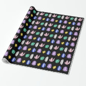 Colorful Crystals Pattern Black Cadeaupapier (Uitgerold)