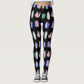 Colorful Crystals Pattern Black Leggings (Voorkant)
