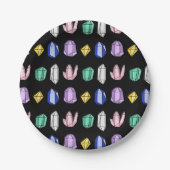 Colorful Crystals Pattern Black Papieren Bordje (Voorkant)