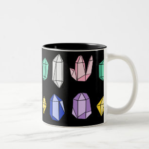 Colorful Crystals Pattern Black Tweekleurige Koffiemok