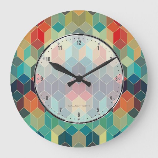 Colorful Cubes Geometric Pattern Grote Klok (Voorkant)