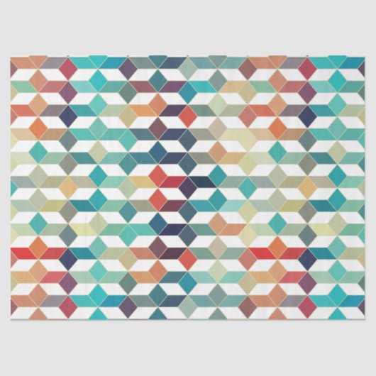 Colorful Cubes Modern Geometric Pattern Tissuepapier (Voorkant)