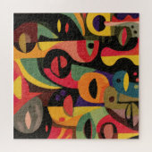 Colorful Cubism Abstract Faces Puzzle Legpuzzel (Horizontaal)