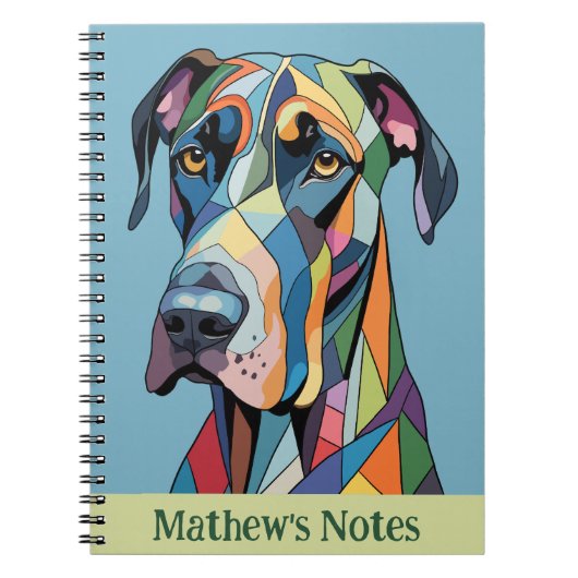 Colorful Cubist Great Dane  Notitieboek (Voorkant)