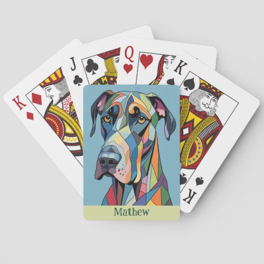 Colorful Cubist Great Dane  Pokerkaarten (Achterkant)