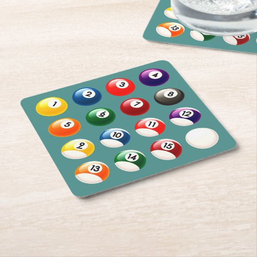 Colorful Cue Balls Kartonnen Onderzetters (Schuin)