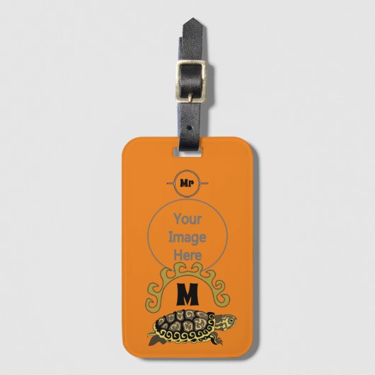 Colorful Cumberland Slider Turtle Monogram Bagagelabel (Voorkant (verticaal))