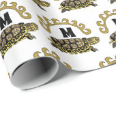 Colorful Cumberland Slider Turtle Monogram Cadeaupapier (Rol Hoek)