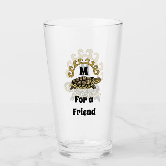 Colorful Cumberland Slider Turtle Monogram Glas (Voorkant)