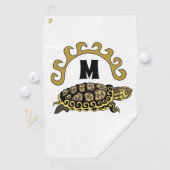 Colorful Cumberland Slider Turtle Monogram Golfhanddoek (Insitu)
