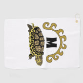 Colorful Cumberland Slider Turtle Monogram Golfhanddoek (Horizontaal)