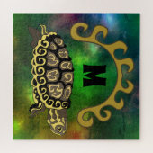 Colorful Cumberland Slider Turtle Monogram Legpuzzel (Horizontaal)