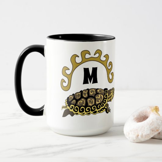 Colorful Cumberland Slider Turtle Monogram Mok (Met donut)