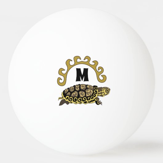 Colorful Cumberland Slider Turtle Monogram Pingpongbal (Achterkant)