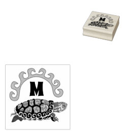 Colorful Cumberland Slider Turtle Monogram Rubberstempel