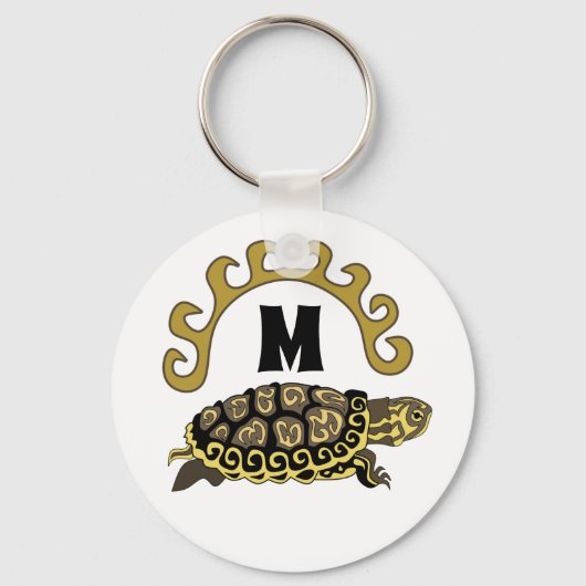 Colorful Cumberland Slider Turtle Monogram Sleutelhanger (Voorkant)