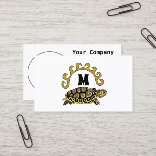 Colorful Cumberland Slider Turtle Monogram Visitekaartje (Voorkant / Achterkant in situ)