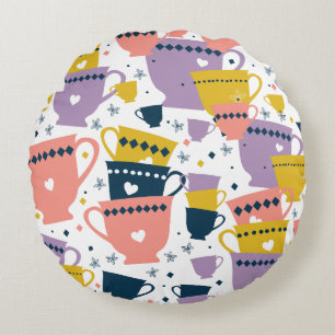 Colorful Cup Patroon Rond Kussen