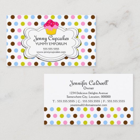 Colorful Cupcake Bakery Visitekaartje (Voorkant / Achterkant)