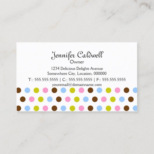 Colorful Cupcake Bakery Visitekaartje (Achterkant)
