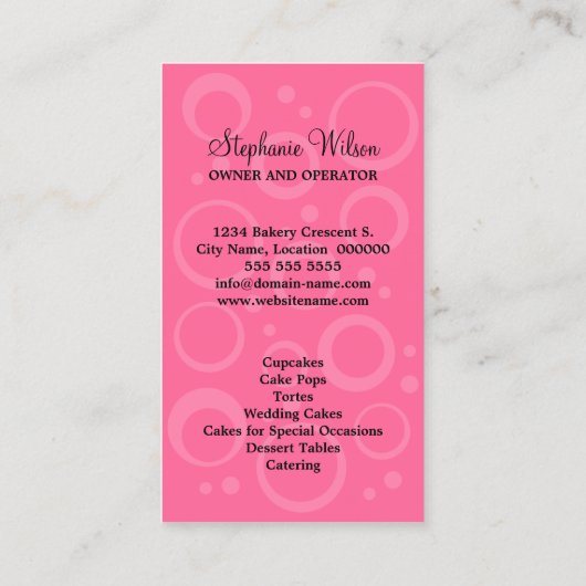 Colorful Cupcake Bakery Visitekaartje (Achterkant)