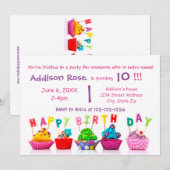 Colorful Cupcake - Girl Birthday Card Kaart (Voorkant / Achterkant)