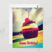Colorful Cupcake met Cherry op top Briefkaart (Voorkant / Achterkant)