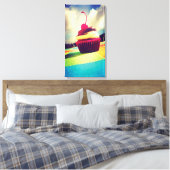 Colorful Cupcake met Cherry op top Canvas Afdruk (Insitu (Slaapkamer))