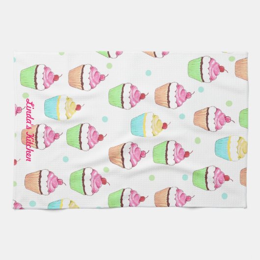 Colorful Cupcake Tea Towel Theedoek (Horizontaal)