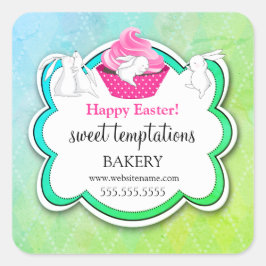 Colorful Cupcake Whimsical Bunnies Bakery Vierkante Sticker