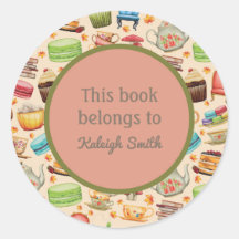 Colorful Cupcakes and Teapots Book Name Bord