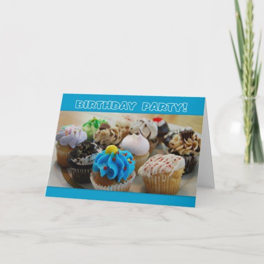 Colorful Cupcakes Birthday Party Invitation (Voorkant)