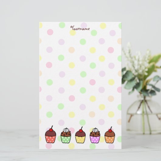 Colorful Cupcakes Briefpapier (Staand voorkant)