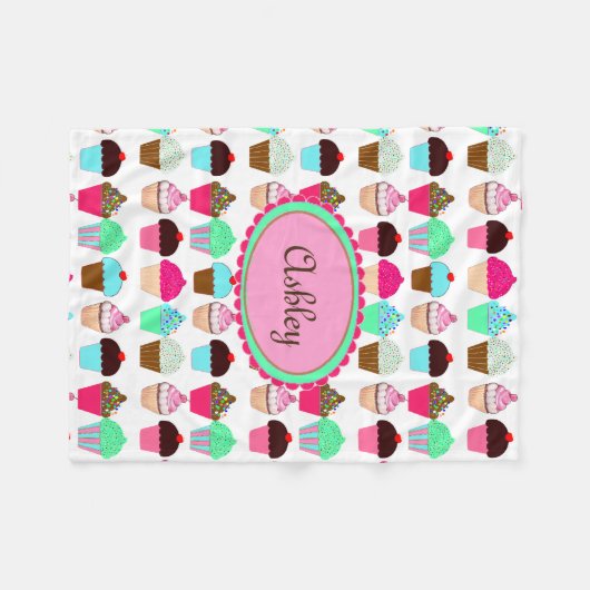 Colorful Cupcakes Fleece Deken (Voorkant (Horizontaal))