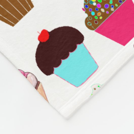 Colorful Cupcakes Fleece Deken (Hoek)