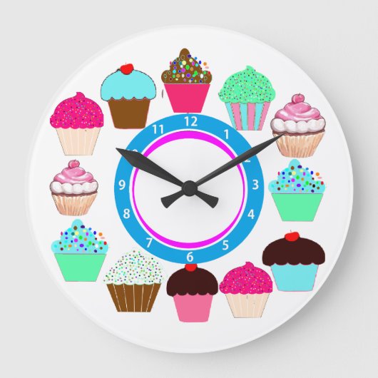 Colorful Cupcakes - Gepersonaliseerd Grote Klok (Voorkant)