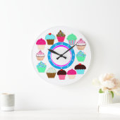 Colorful Cupcakes - Gepersonaliseerd Grote Klok (Huis)