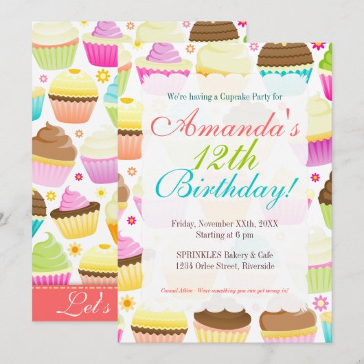 Colorful Cupcakes Kaart (Voorkant / Achterkant)