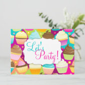 Colorful Cupcakes "Let's Party" Kaart (Staand voorkant)