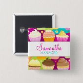 Colorful Cupcakes Name Badge Vierkante Button 5,1 Cm (Voorkant /achterkant)