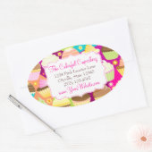Colorful Cupcakes Ovale Sticker (Envelop)