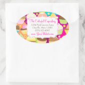 Colorful Cupcakes Ovale Sticker (Tas)