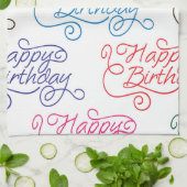 Colorful Cursive Happy Birthday Pattern Theedoek (Gevouwen)